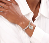 Affinity Sterling Silver 0.15 cttw Heart Motif Charm Bracelet, 7-1/2"